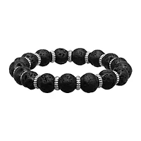 Inox® Jewelry Mens Black Lava, Zinc & Stainless Steel Bead Bracelet