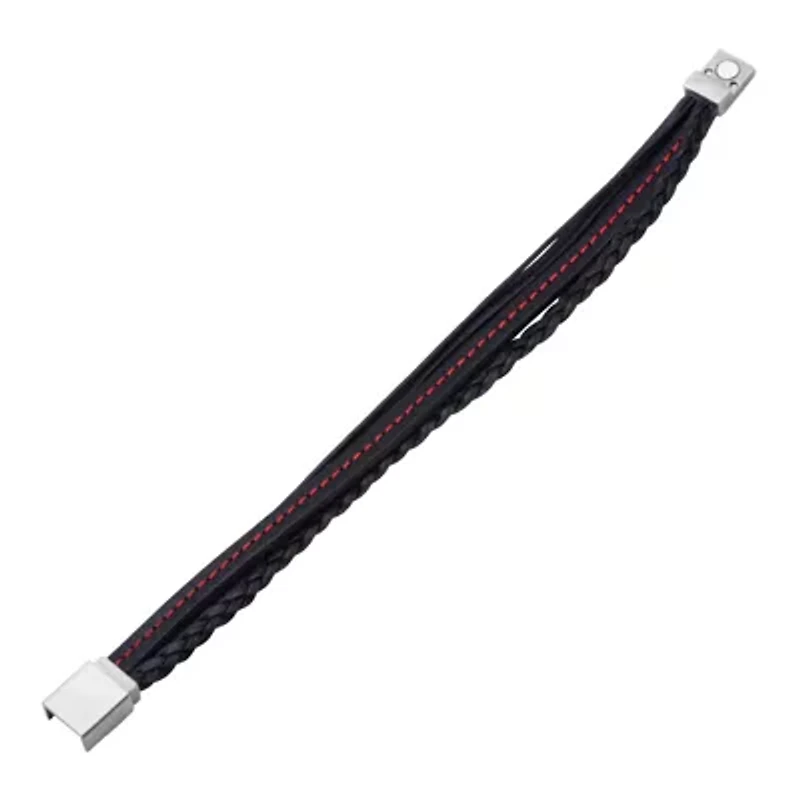 Inox® Jewelry Mens Stainless Steel & Leather Bracelet
