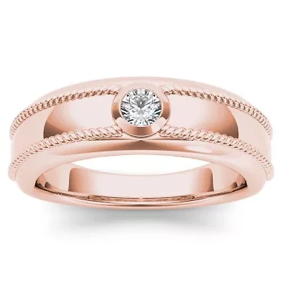 Mens 3.5MM 1/5 CT. Natural White Diamond 14K Gold Wedding Band