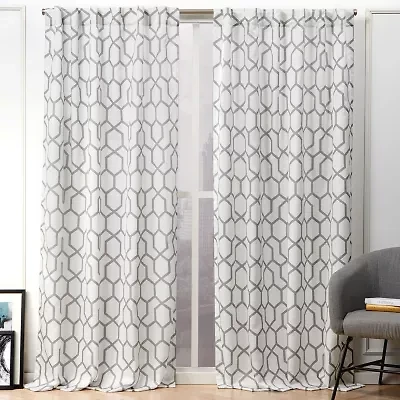 Nicole Miller Hexa Back Tab Light-Filtering Set of 2 Curtain Panel