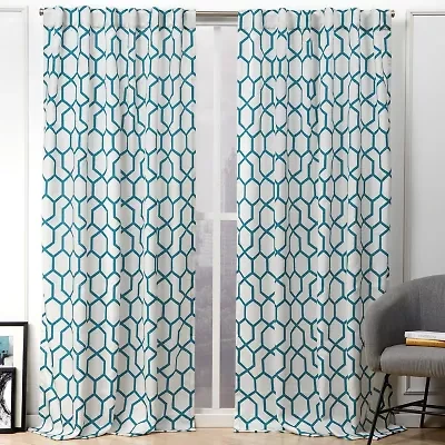 Nicole Miller Hexa Back Tab Light-Filtering Set of 2 Curtain Panel