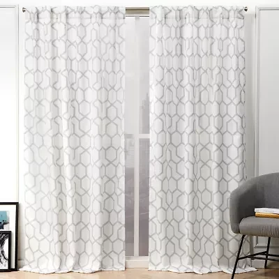 Nicole Miller Hexa Back Tab Light-Filtering Set of 2 Curtain Panel