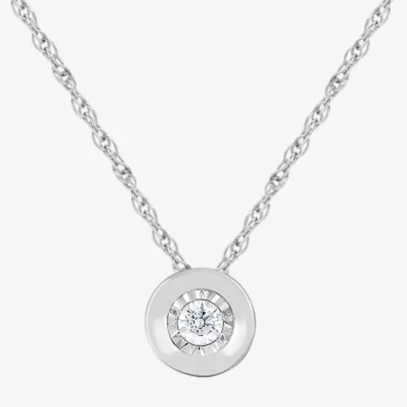 Womens Diamond Accent Lab Grown White Diamond Sterling Silver Round 18 Inch Pendant Necklace