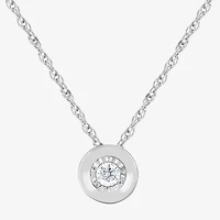 Womens Diamond Accent Lab Grown White Diamond Sterling Silver Round 18 Inch Pendant Necklace