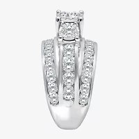 Love Lives Forever Womens 4 CT. T.W. Lab Grown White Diamond 10K Gold Round Side Stone 3-Stone Engagement Ring
