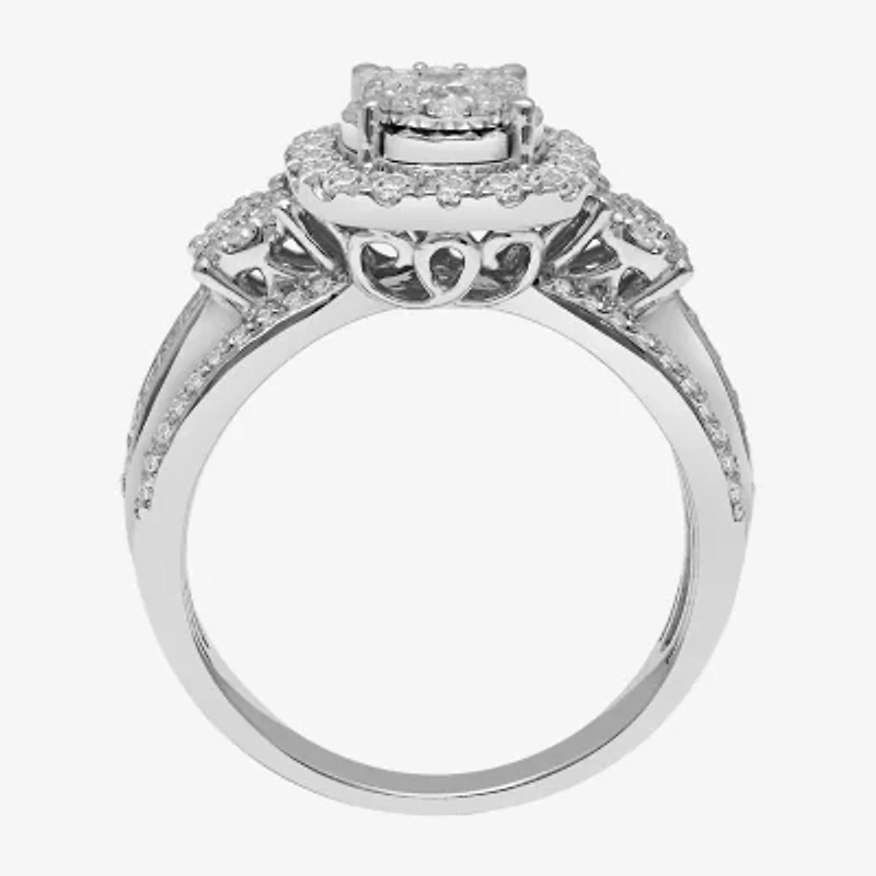 (I / I1) Womens 1 CT. T.W. Lab Grown White Diamond 10K White Gold Bridal Set