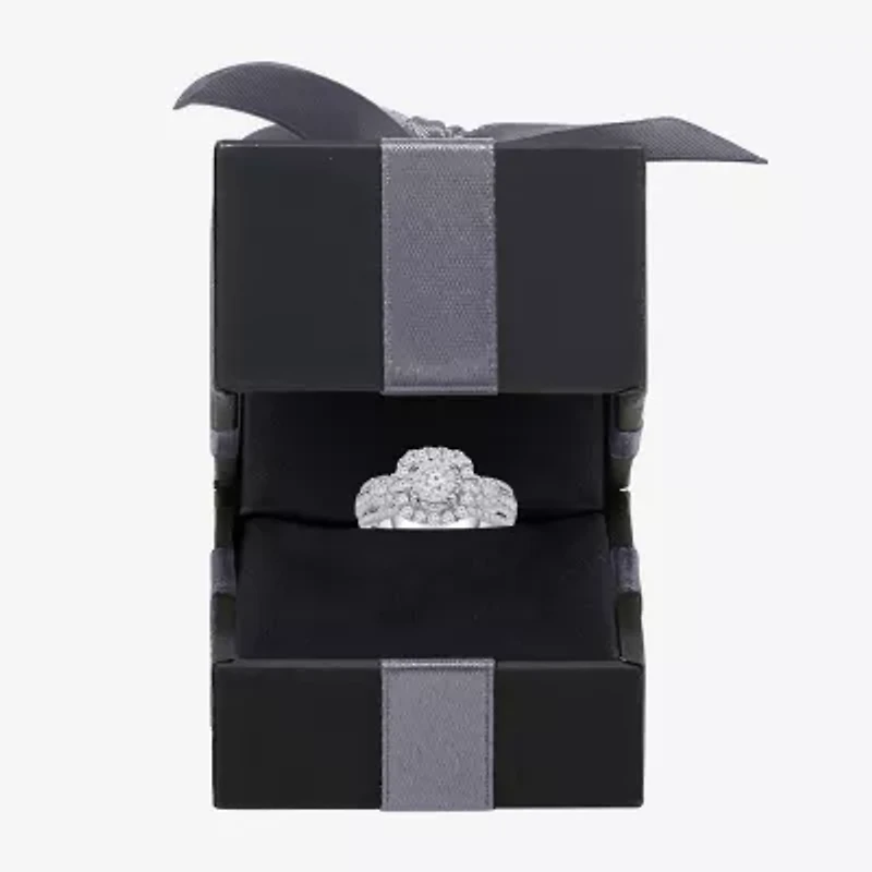 (I / I1) Womens 1 CT. T.W. Lab Grown White Diamond 10K White Gold Bridal Set