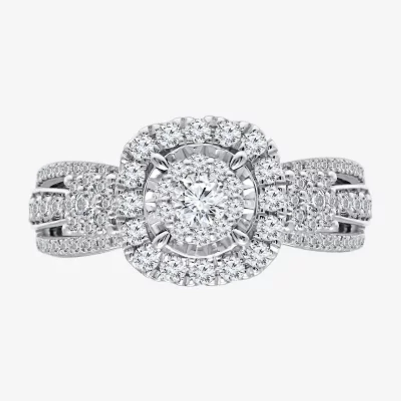 (I / I1) Womens 1 CT. T.W. Lab Grown White Diamond 10K White Gold Bridal Set