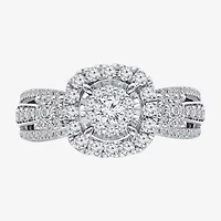 (I / I1) Womens 1 CT. T.W. Lab Grown White Diamond 10K White Gold Bridal Set