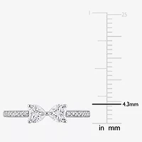 Duo Heart Womens Lab Created White Moissanite Sterling Silver Band