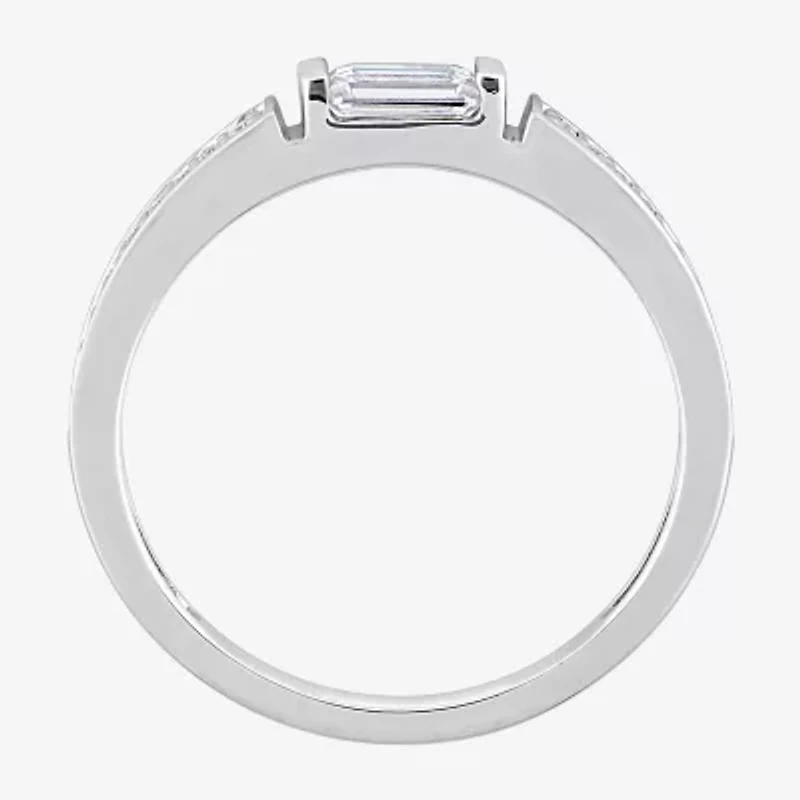 Womens 3/8 CT. T.W. Lab Created White Moissanite Sterling Silver Wedding Band