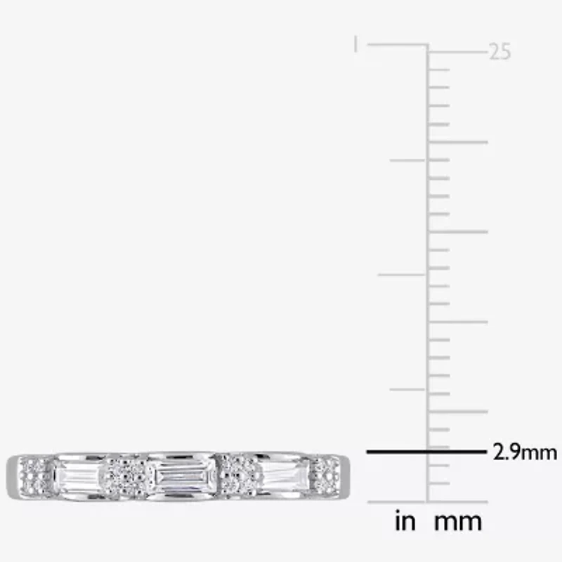 Womens 3/8 CT. T.W. Lab Created White Moissanite Sterling Silver Wedding Band