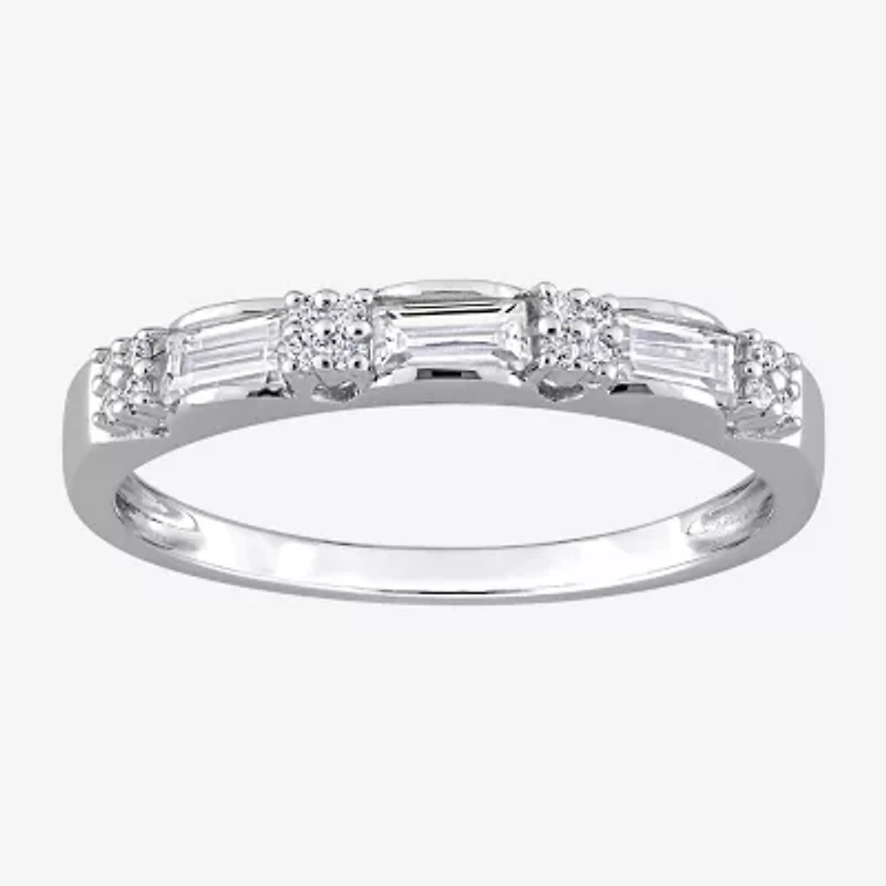 Womens 3/8 CT. T.W. Lab Created White Moissanite Sterling Silver Wedding Band