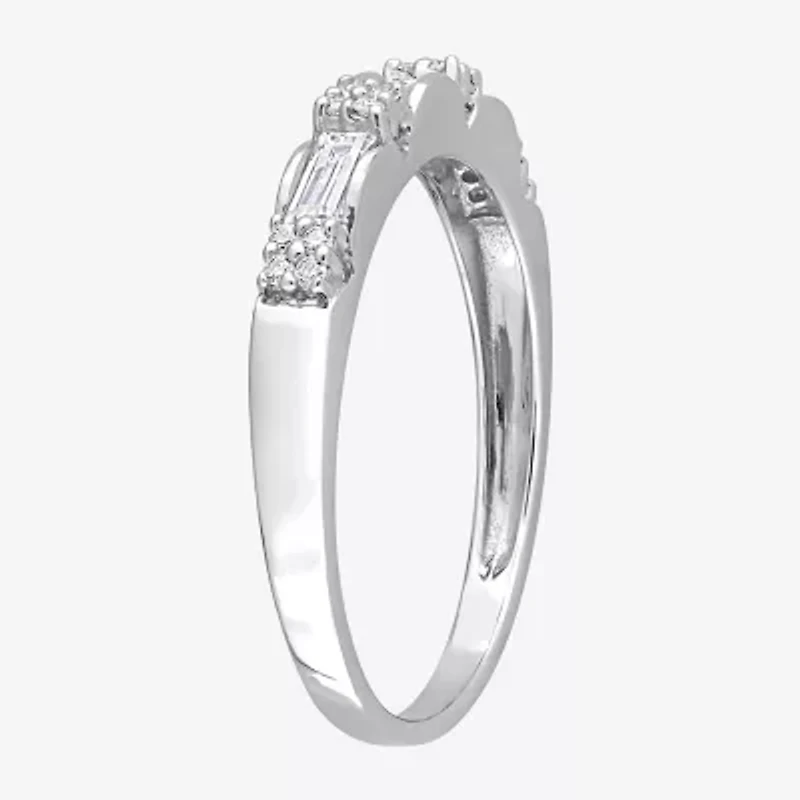 Womens 3/8 CT. T.W. Lab Created White Moissanite Sterling Silver Wedding Band