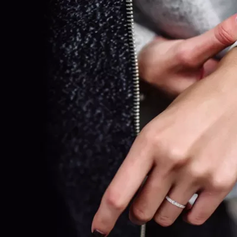 Womens 3/8 CT. T.W. Lab Created White Moissanite Sterling Silver Wedding Band