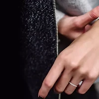 Womens 3/8 CT. T.W. Lab Created White Moissanite Sterling Silver Wedding Band