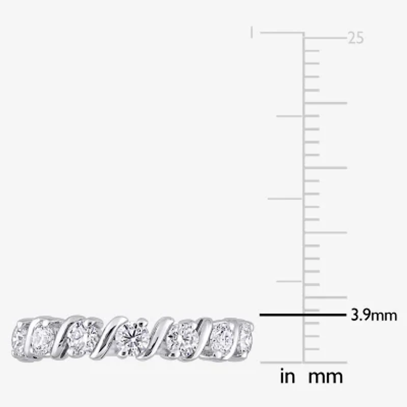 Womens 2MM 3/4 CT. T.W. Lab Created White Moissanite Sterling Silver Wedding Band