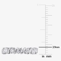 Womens 2MM 3/4 CT. T.W. Lab Created White Moissanite Sterling Silver Wedding Band