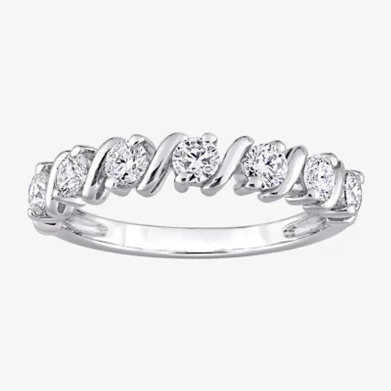 Womens 2MM 3/4 CT. T.W. Lab Created White Moissanite Sterling Silver Wedding Band