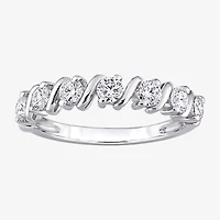 Womens 2MM 3/4 CT. T.W. Lab Created White Moissanite Sterling Silver Wedding Band