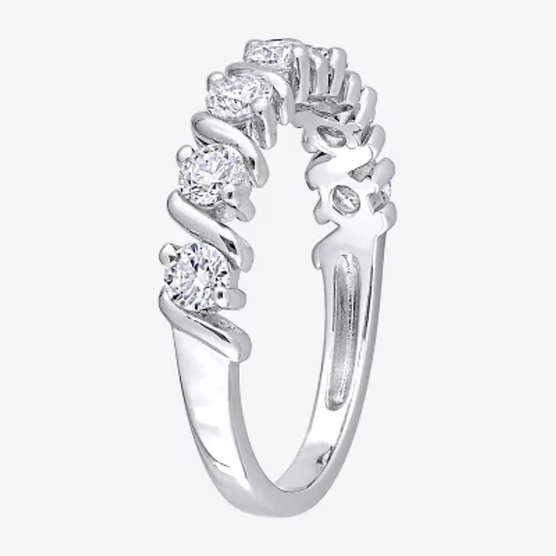 Womens 2MM 3/4 CT. T.W. Lab Created White Moissanite Sterling Silver Wedding Band