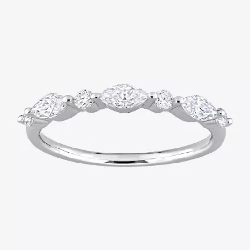 Womens 1/ CT. T.W. Lab Created White Moissanite Sterling Silver Wedding Band