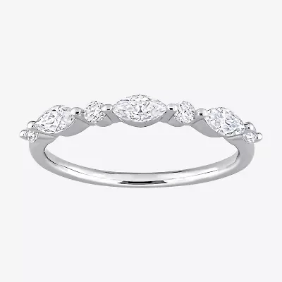 Womens 1/ CT. T.W. Lab Created White Moissanite Sterling Silver Wedding Band