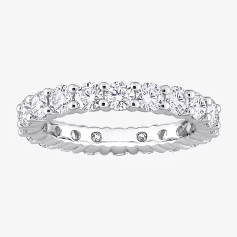 Womens 3MM 2 1/2 CT. T.W. Lab Created White Moissanite Sterling Silver Eternity Wedding Band