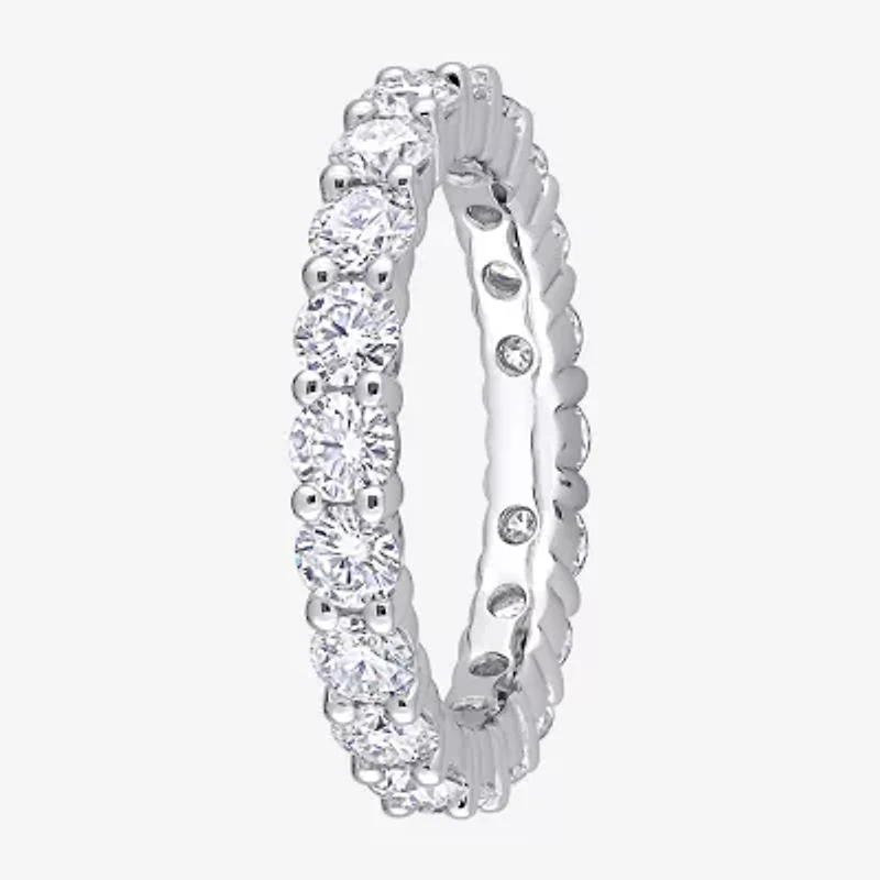Womens 3MM 2 1/2 CT. T.W. Lab Created White Moissanite Sterling Silver Eternity Wedding Band
