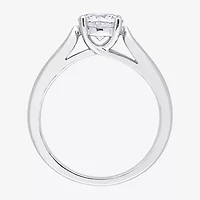 Womens Lab Created White Moissanite Sterling Silver Solitaire Engagement Ring