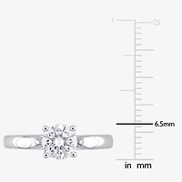 Womens Lab Created White Moissanite Sterling Silver Solitaire Engagement Ring
