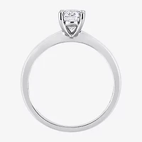 Womens Lab Created White Moissanite Sterling Silver Solitaire Engagement Ring