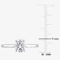 Womens Lab Created White Moissanite Sterling Silver Solitaire Engagement Ring