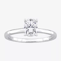 Womens Lab Created White Moissanite Sterling Silver Solitaire Engagement Ring