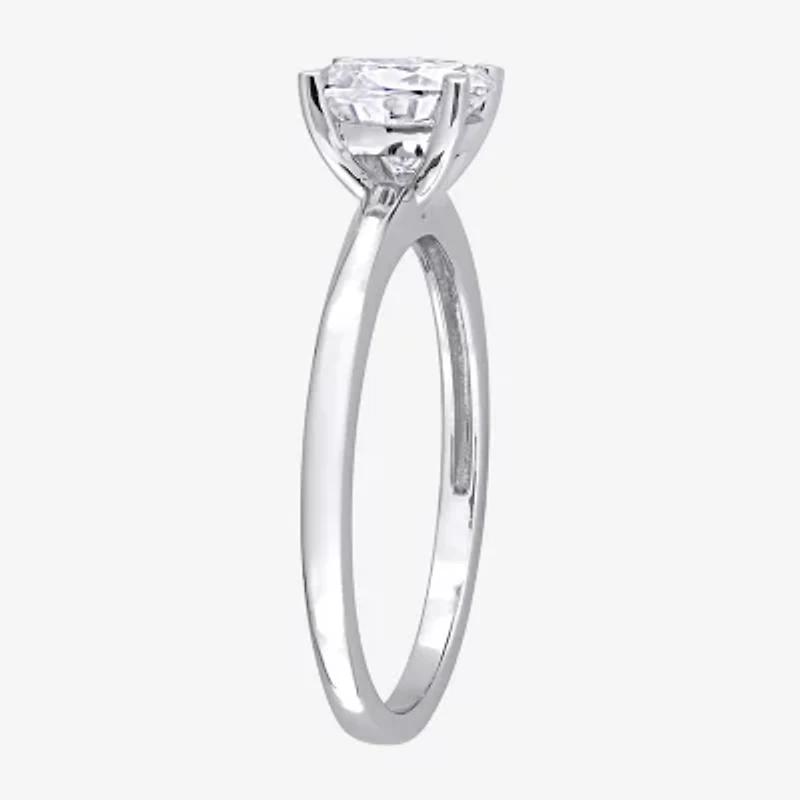 Womens Lab Created White Moissanite Sterling Silver Solitaire Engagement Ring