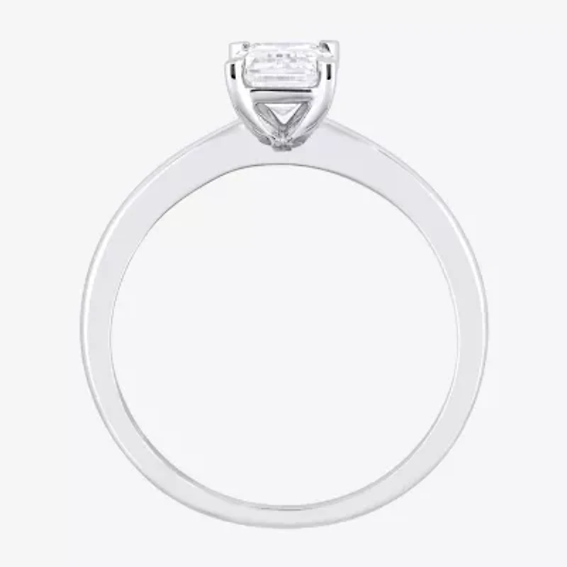 Womens Lab Created White Moissanite Sterling Silver Solitaire Engagement Ring