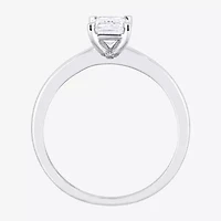 Womens Lab Created White Moissanite Sterling Silver Solitaire Engagement Ring