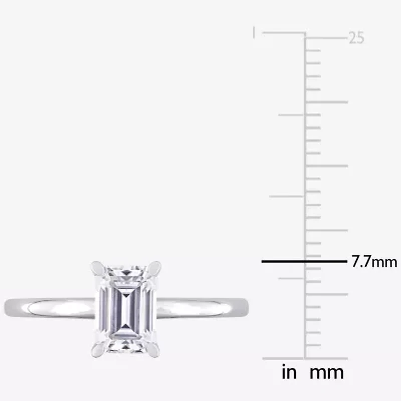 Womens Lab Created White Moissanite Sterling Silver Solitaire Engagement Ring