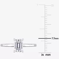 Womens Lab Created White Moissanite Sterling Silver Solitaire Engagement Ring