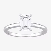 Womens Lab Created White Moissanite Sterling Silver Solitaire Engagement Ring