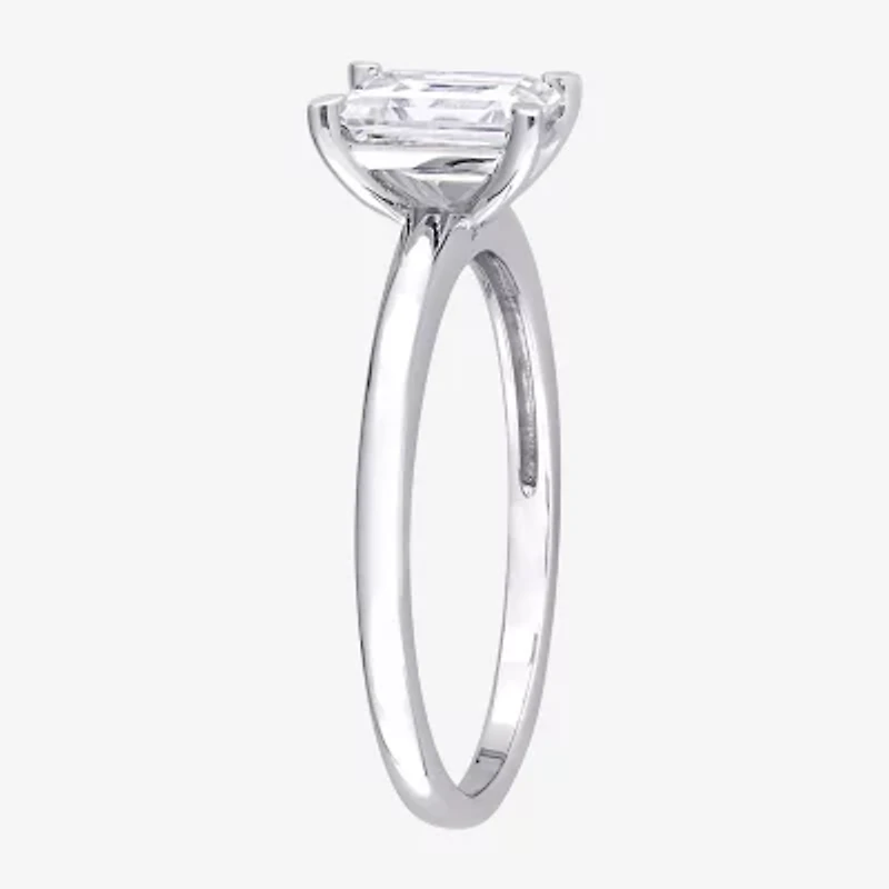 Womens Lab Created White Moissanite Sterling Silver Solitaire Engagement Ring