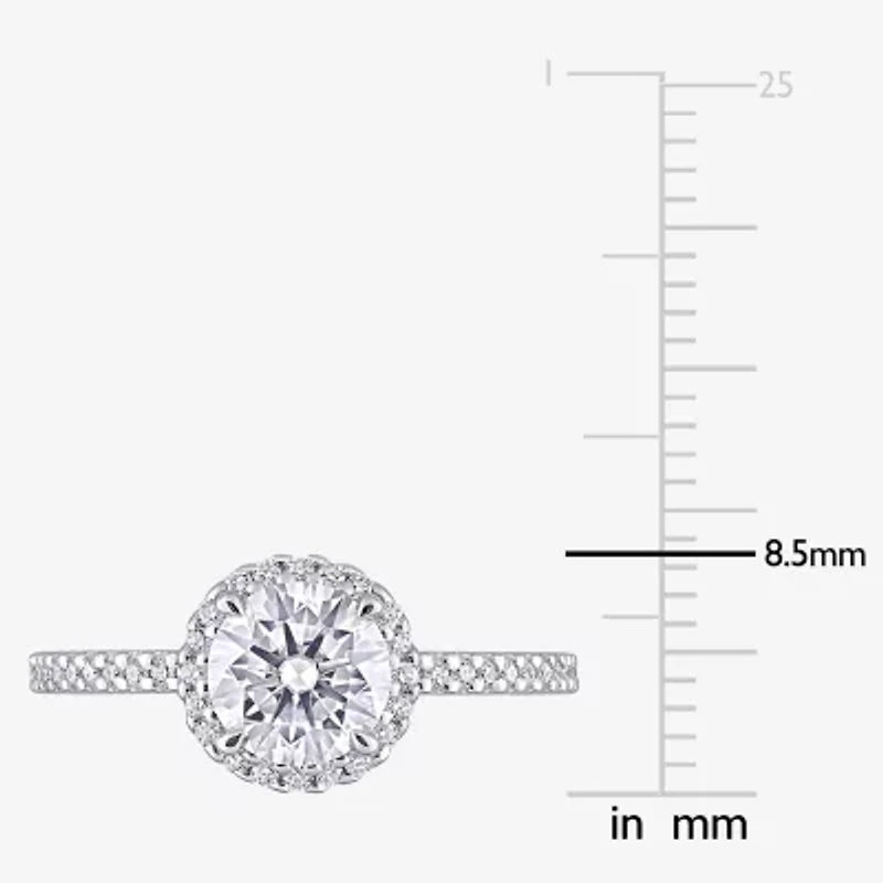 Womens 1 1/4 CT. T.W. Lab Created White Moissanite Sterling Silver Halo Engagement Ring