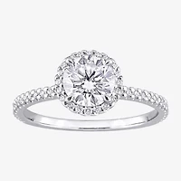 Womens 1 1/4 CT. T.W. Lab Created White Moissanite Sterling Silver Halo Engagement Ring