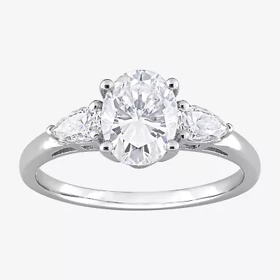 Womens 1 3/4 CT. T.W. Lab Created White Moissanite Sterling Silver 3-Stone Engagement Ring