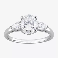 Womens 1 3/4 CT. T.W. Lab Created White Moissanite Sterling Silver 3-Stone Engagement Ring