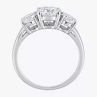 Womens 2 1/4 CT. T.W. Lab Created White Moissanite Sterling Silver 3-Stone Engagement Ring