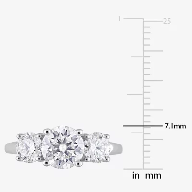 Womens 2 1/4 CT. T.W. Lab Created White Moissanite Sterling Silver 3-Stone Engagement Ring
