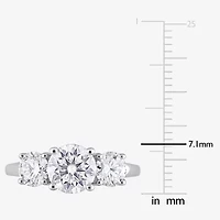 Womens 2 1/4 CT. T.W. Lab Created White Moissanite Sterling Silver 3-Stone Engagement Ring