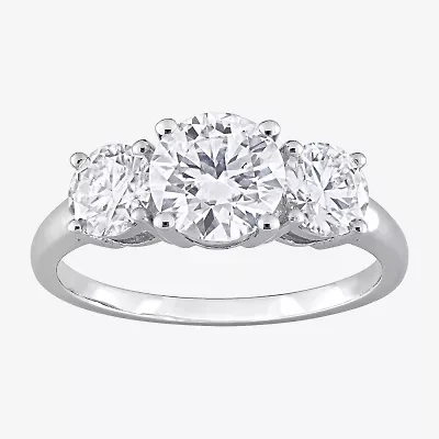 Womens 2 1/4 CT. T.W. Lab Created White Moissanite Sterling Silver 3-Stone Engagement Ring