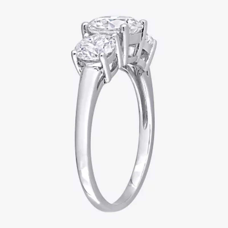 Womens 2 1/4 CT. T.W. Lab Created White Moissanite Sterling Silver 3-Stone Engagement Ring